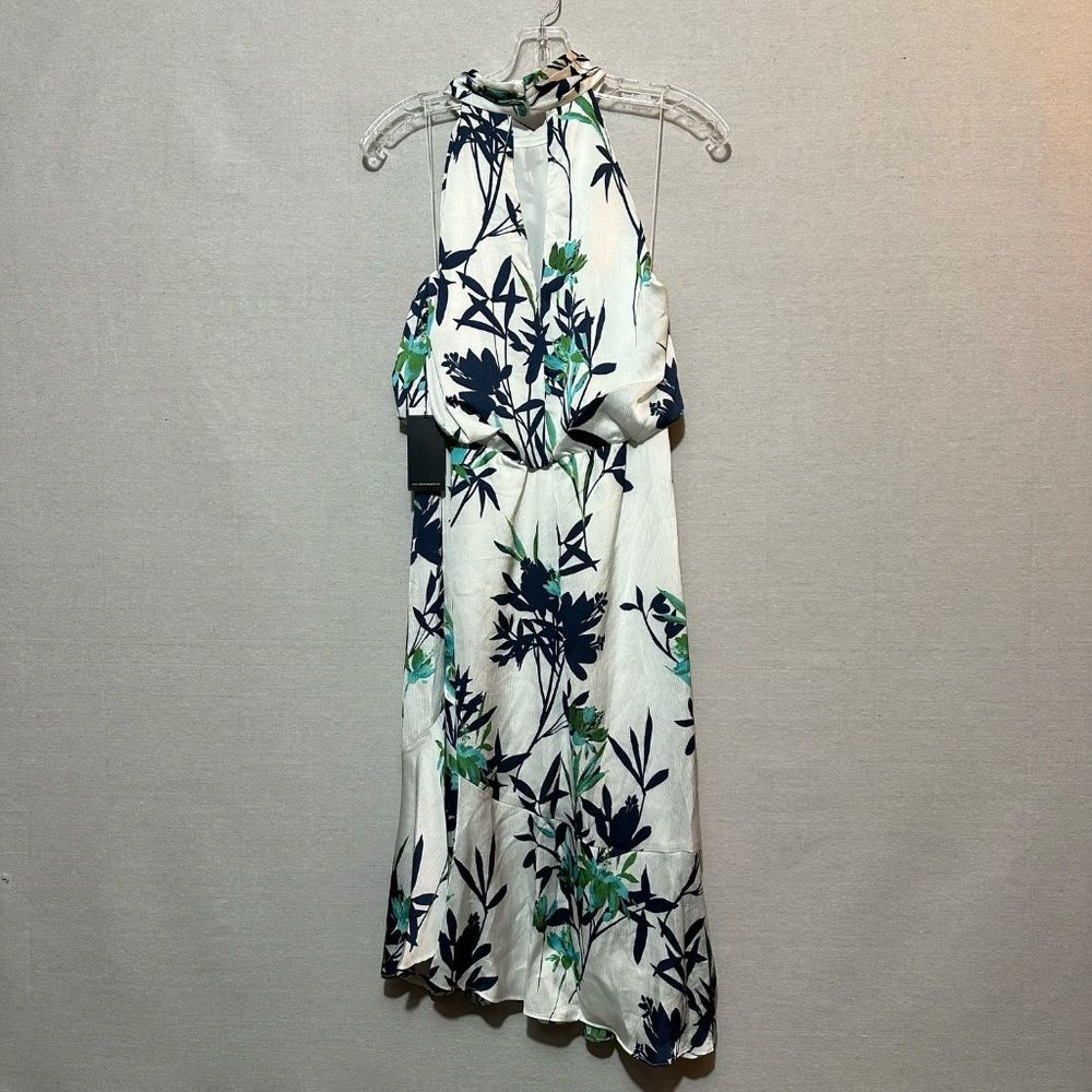 NWT Adrianna Papell Floral Print Crepe Blouson Halter Dress - size 6 - Picture 4 of 7